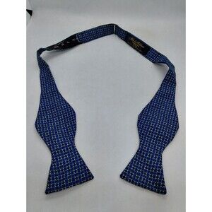 Brooks Brothers Makers Bow Tie. Blue, Greenish Yellow Geometric Silk Bowtie USA